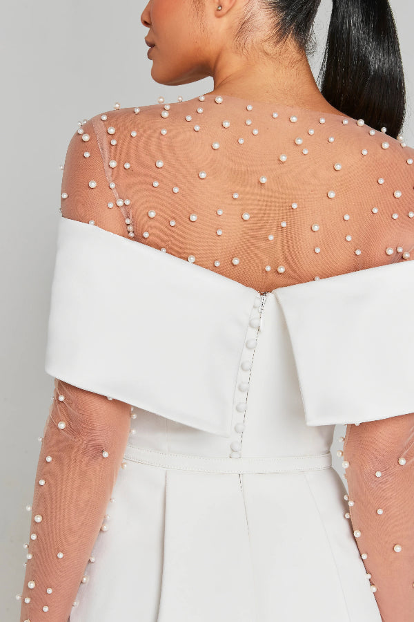 CM | Elegante Noche Solapa Bandeau Cinturón Desmontable Bolsillo Mini Vestido