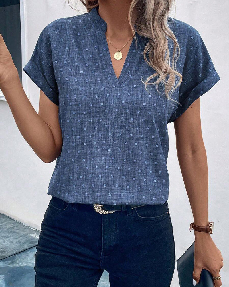 CM | Blusa Camisa de manga corta estampada con cuello en V