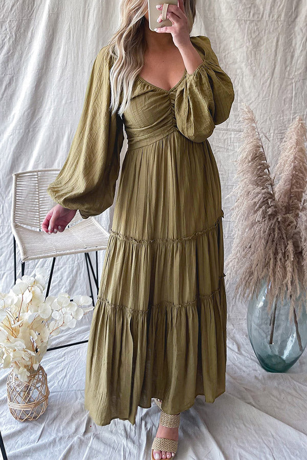 CM | maxi vestido verde de rayas con escote en V y nudo en el cuello