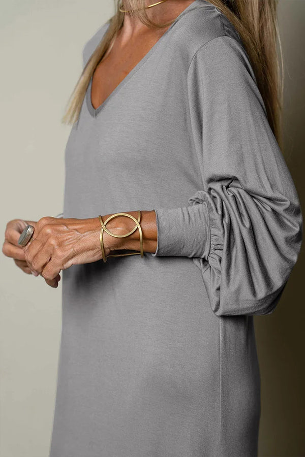 CM | Ladies Vestido maxi casual con escote en V