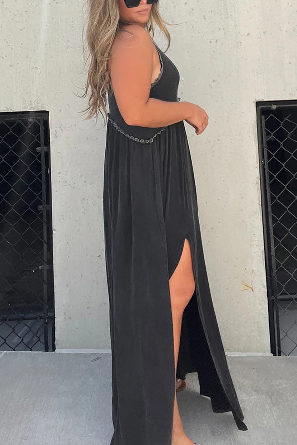 CM | Slit Casual Simple Loose Maxi Vestido Largo