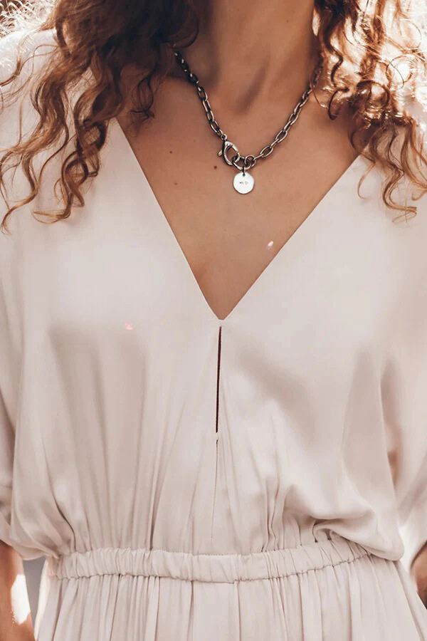 CM | Suave y Elegante Kimono Manga Elástica Cintura Bolsillo Abertura Maxi Vestido
