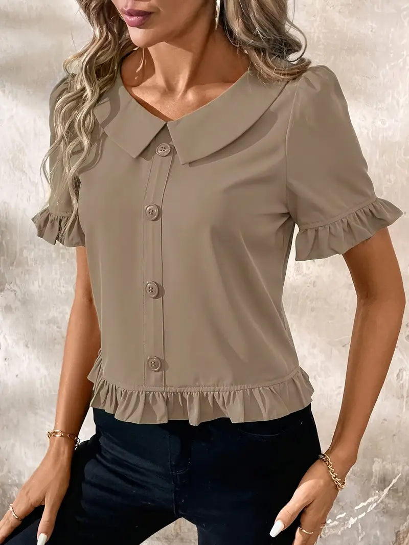 CM | Blusa casual con cuello en V para mujer