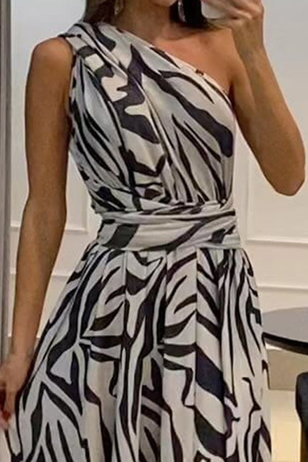 CM | Sexy Vestido largo estampado sin mangas y con abertura en la espalda