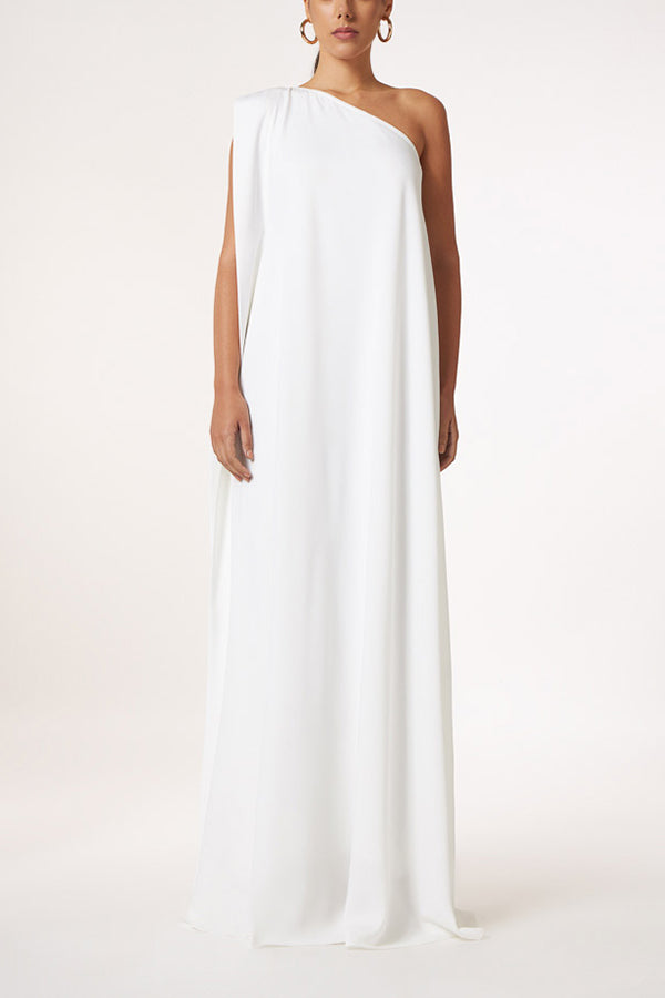 CM | Atemporal encanto de un solo hombro A-line elegante vestido maxi