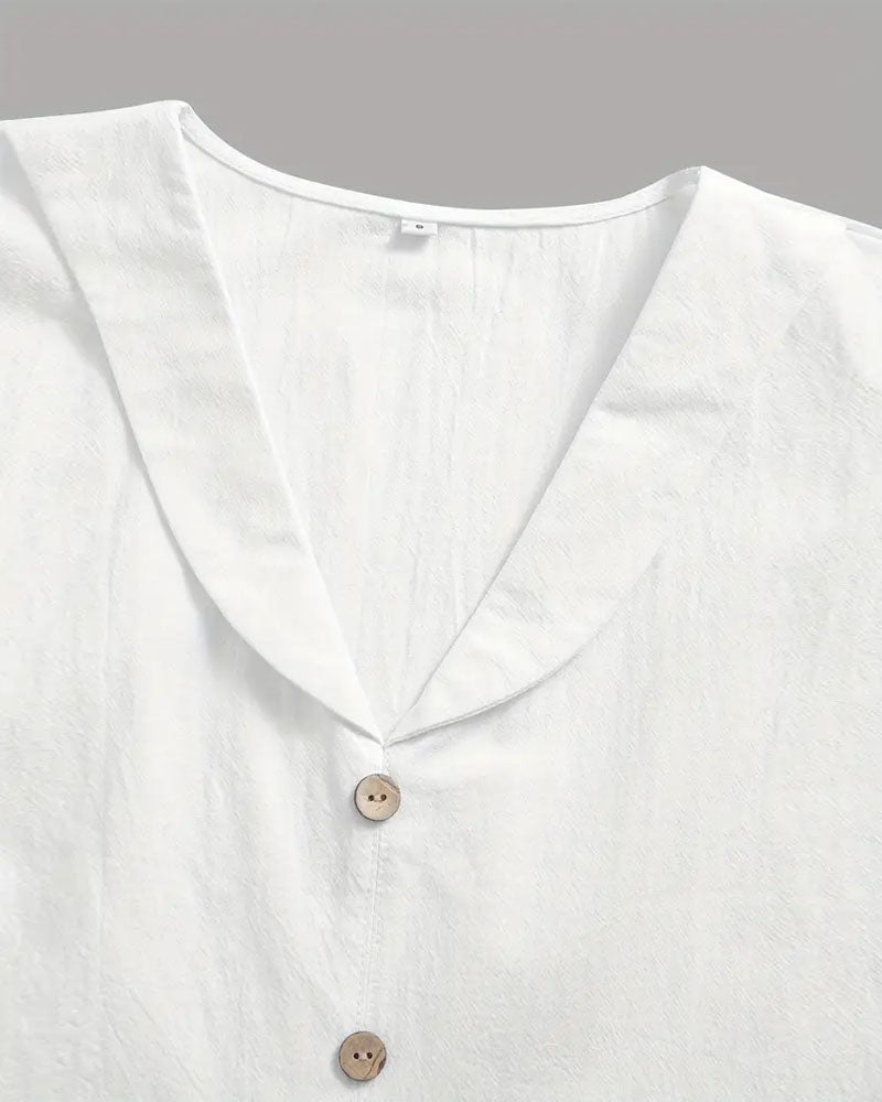 CM | blusa cuello botón monocolor manga corta
