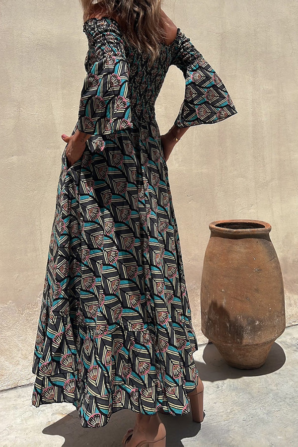 CM | VESTIDO LARGO BADO GEOMÉTRICO
