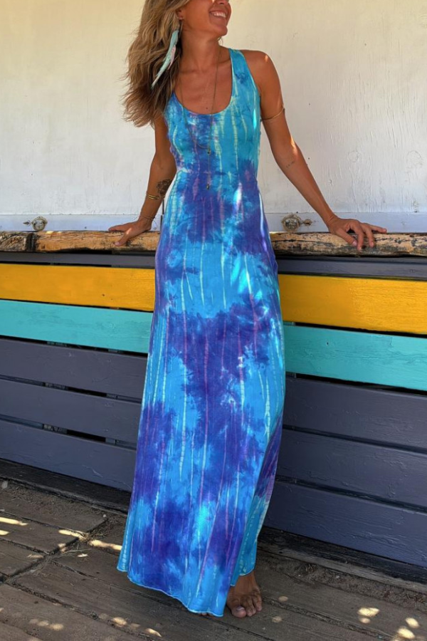 CM | Vestido maxi elástico con espalda cruzada