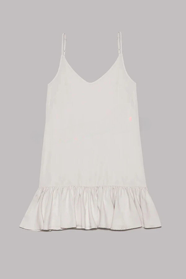 CM | mini vestido de línea A en mezcla de algodón y lino