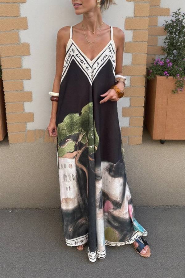 CM | maxi vestido de tirantes con estampado floral en tinta Unique