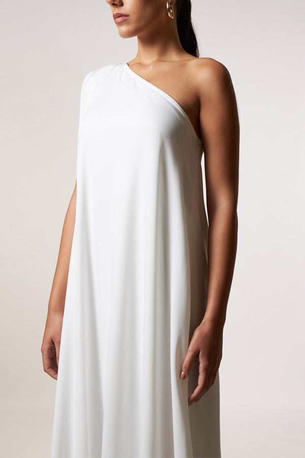 CM | Atemporal encanto de un solo hombro A-line elegante vestido maxi
