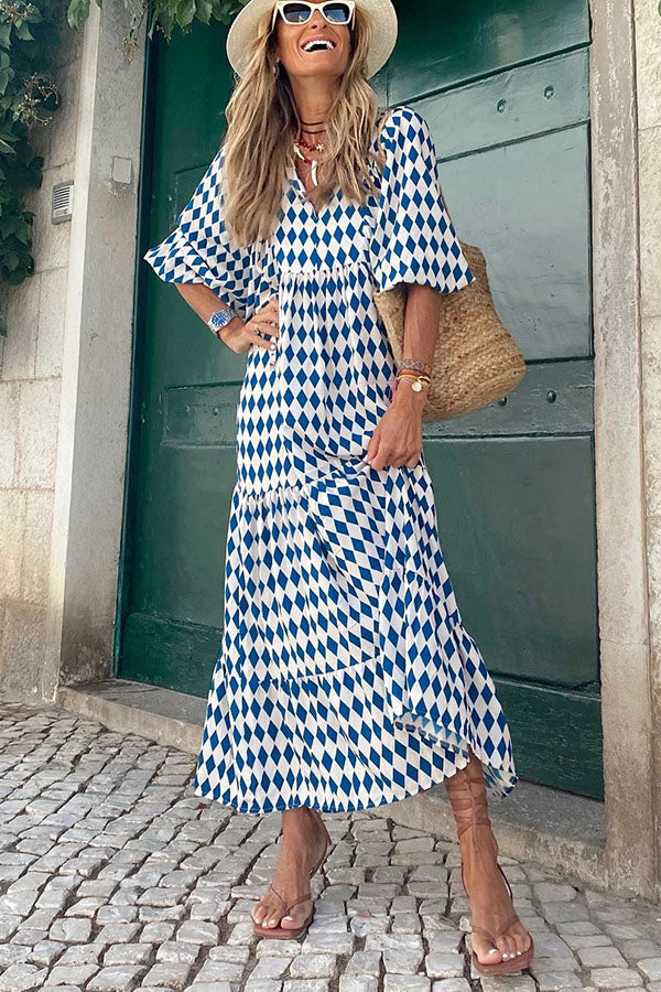 CM | Vestido midi con mangas abullonadas