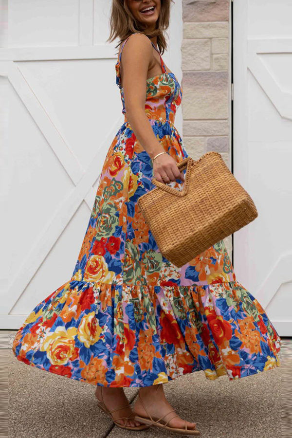 CM | Style Lover Escote cuadrado Tirantes ajustables Maxivestido floral