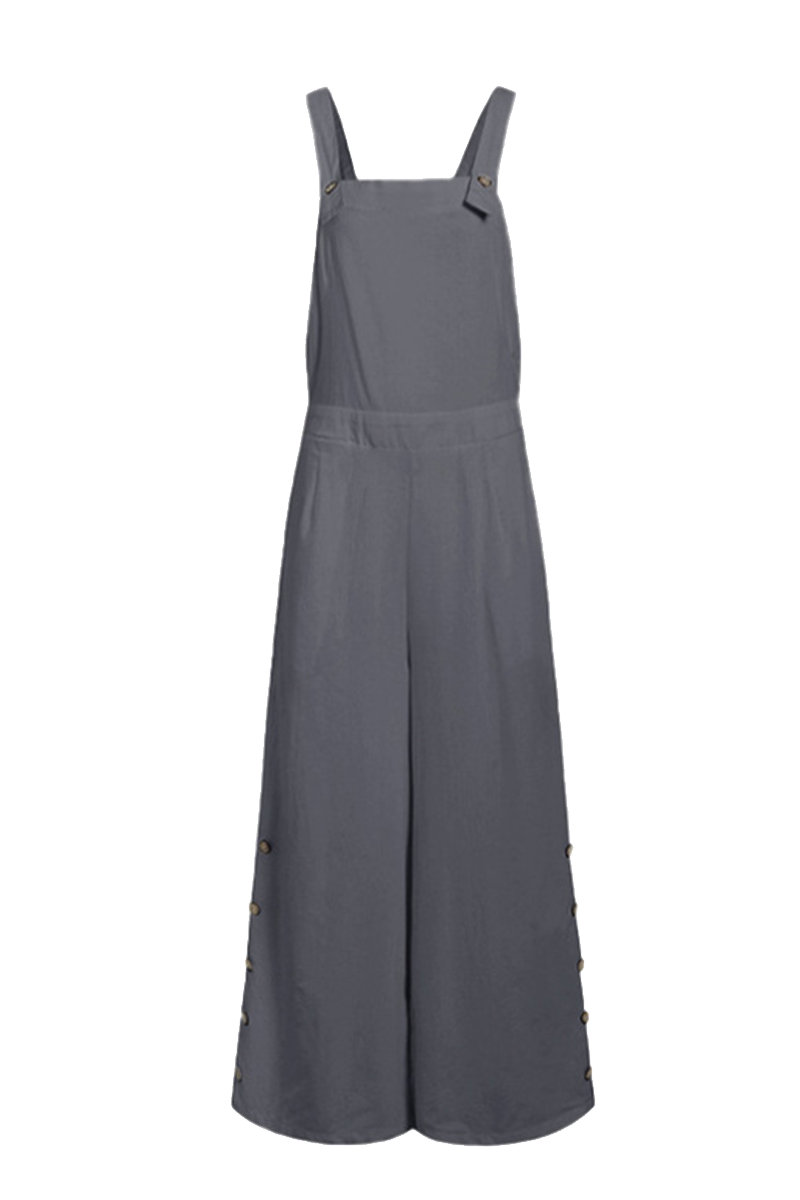 CM | Casual Solid Buckle Square Collar Regular Jumpsuits (5 Colores)