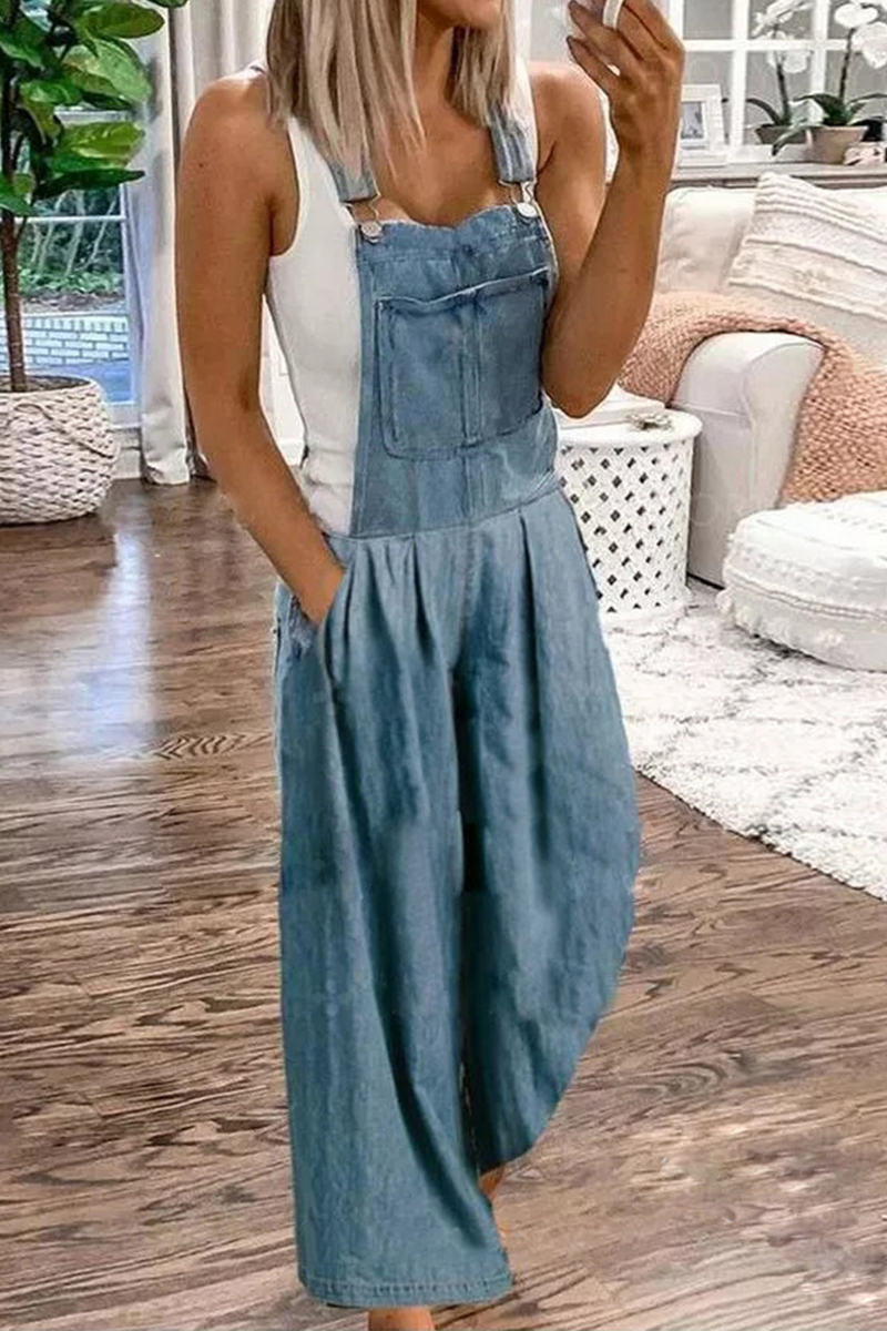 CM | Casual Sólido Bolso Plisado Sin Tirantes Monos (3 Colores)