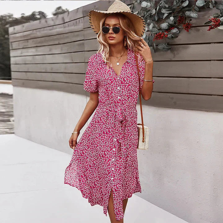CM | vestido midi de mujer chic con botones