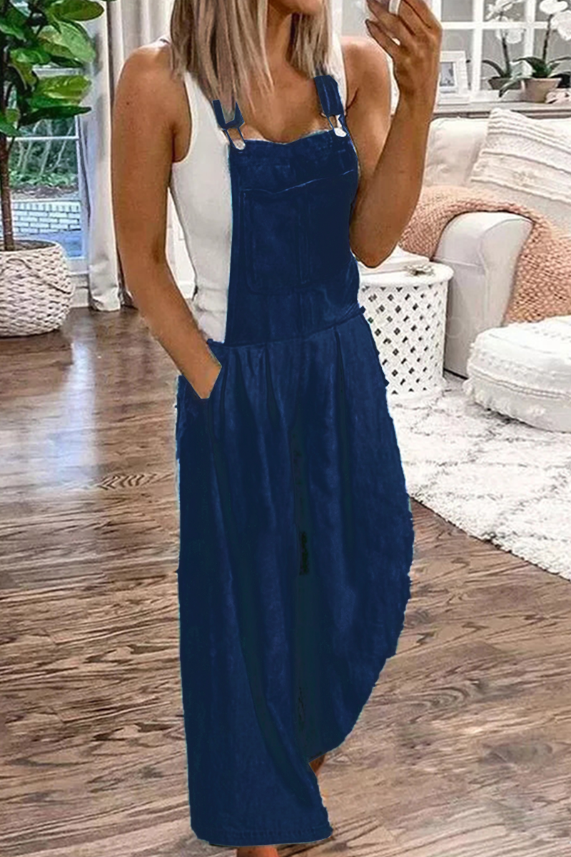 CM | Casual Sólido Bolso Plisado Sin Tirantes Monos (3 Colores)