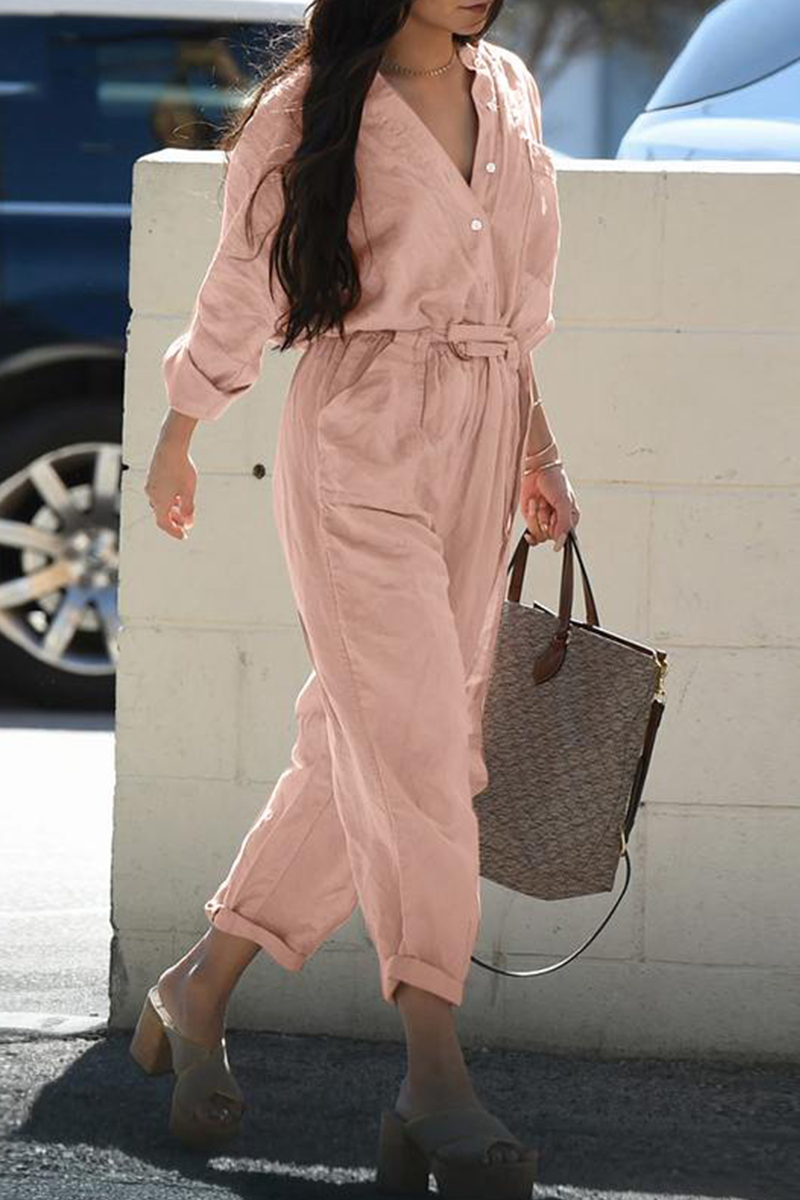 CM | Casual Solid Patchwork V Neck Harlan Jumpsuits(3 Colours)