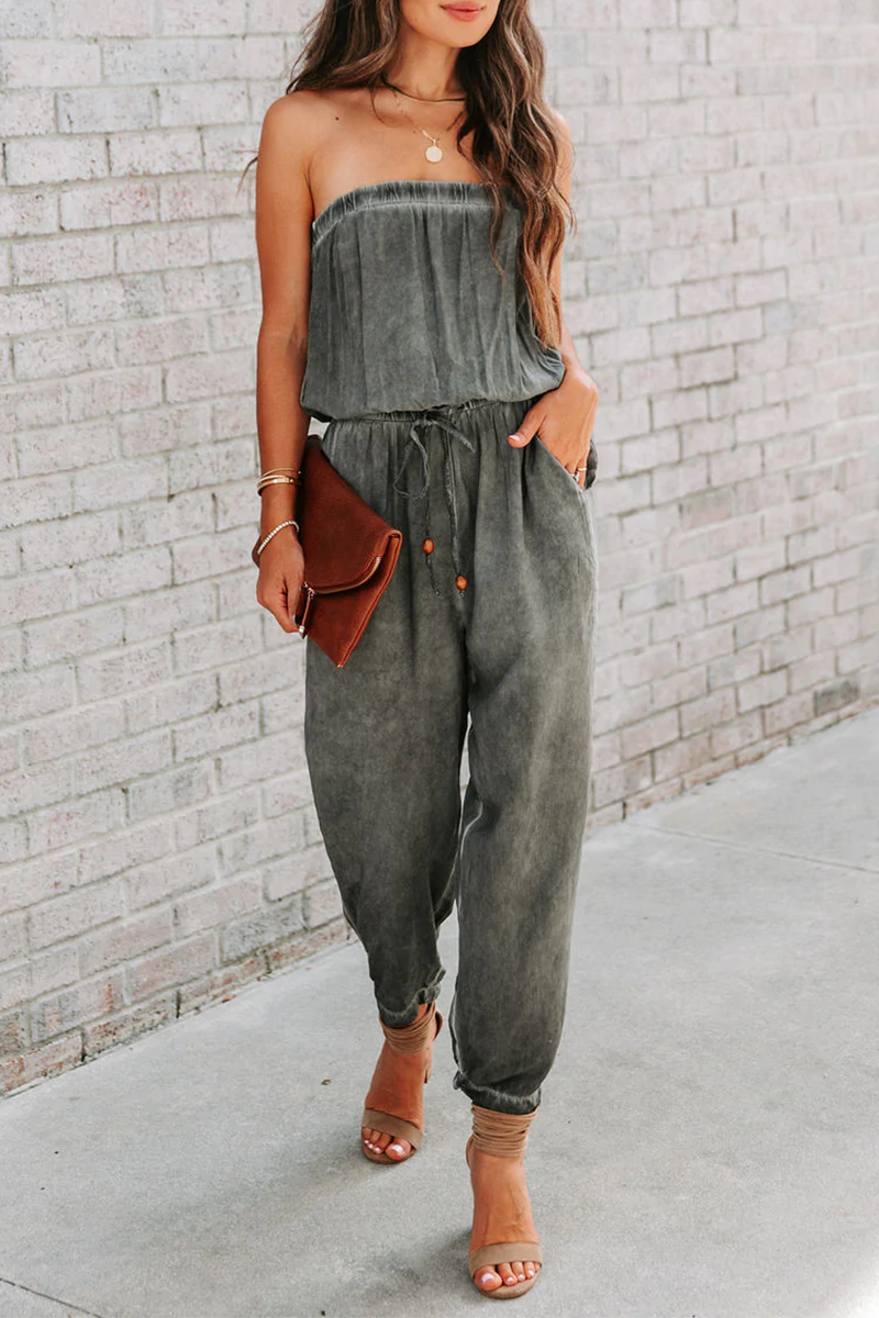 CM | Casual Solid Patchwork One Shoulder Harlan Jumpsuits