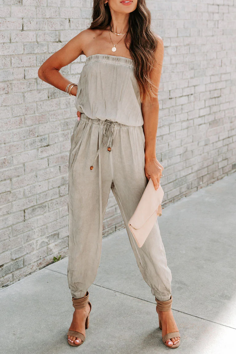 CM | Casual Solid Patchwork One Shoulder Harlan Jumpsuits