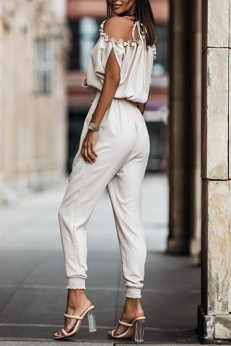 CM | Casual Solid Patchwork V-Neck Harlan Jumpsuits