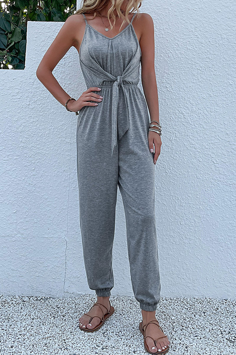 CM | Casual Solid Patchwork Spaghetti Strap Harlan Jumpsuits