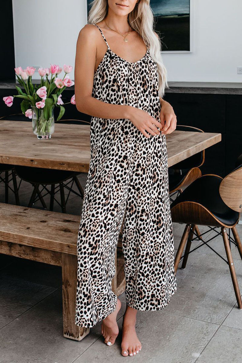 CM | Casual Patchwork Tie-dye Spaghetti Strap Straight Jumpsuits(10 colors)