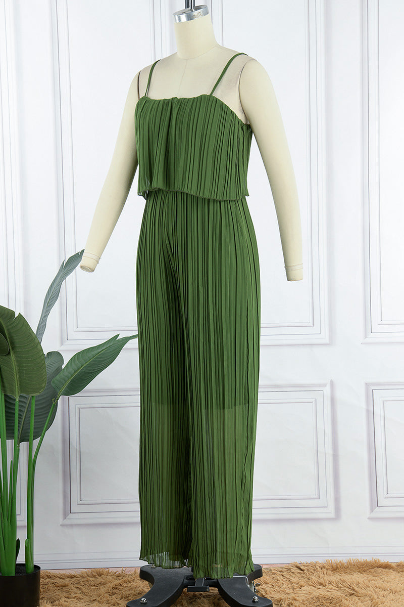 CM | Casual simplicidad plisados sólidos sin tirantes monos sueltos (3 colores)