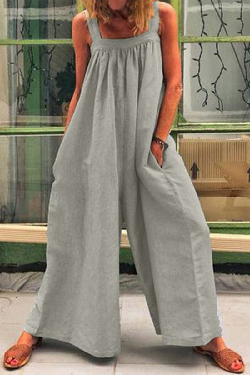 CM | Casual Daily Solid Square Collar Loose Jumpsuits (5 Colores)