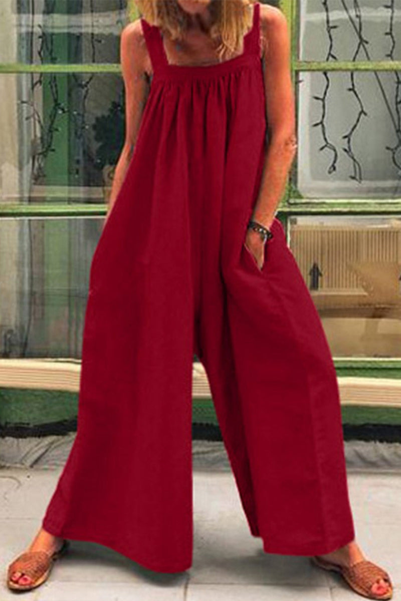 CM | Casual Daily Solid Square Collar Loose Jumpsuits (5 Colores)