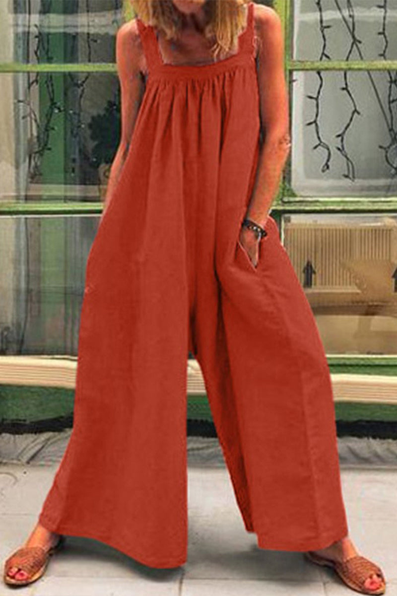 CM | Casual Daily Solid Square Collar Loose Jumpsuits (5 Colores)