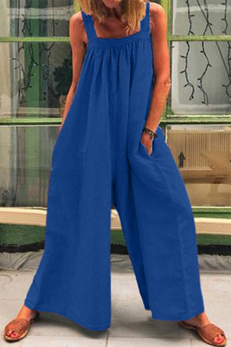 CM | Casual Daily Solid Square Collar Loose Jumpsuits (5 Colores)