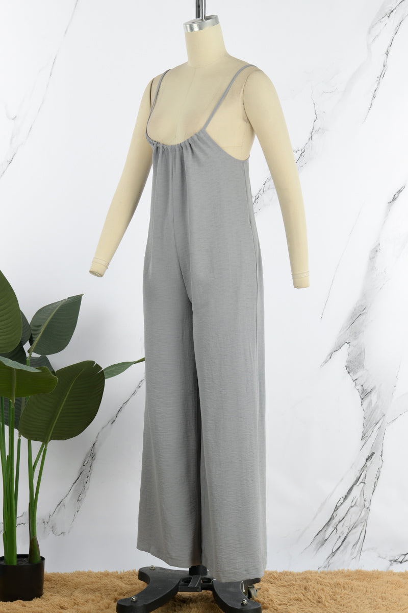 CM | Casual color sólido U cuello suelto monos