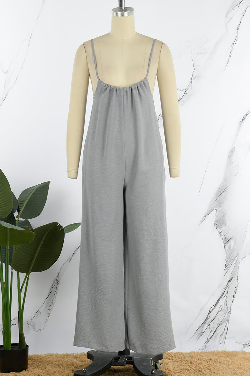 CM | Casual color sólido U cuello suelto monos