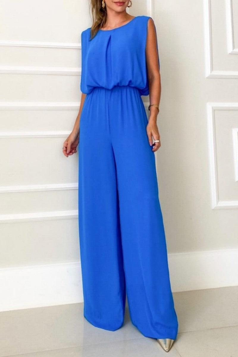 CM | Casual Solid Backless O Neck Regular Jumpsuits