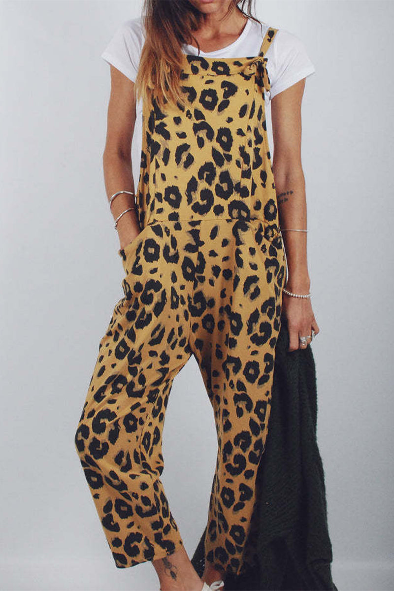 CM | Casual College Leopard Patchwork Loose Jumpsuits (5 Colores)