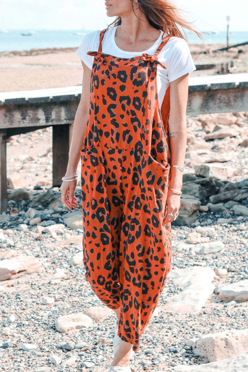 CM | Casual College Leopard Patchwork Loose Jumpsuits (5 Colores)