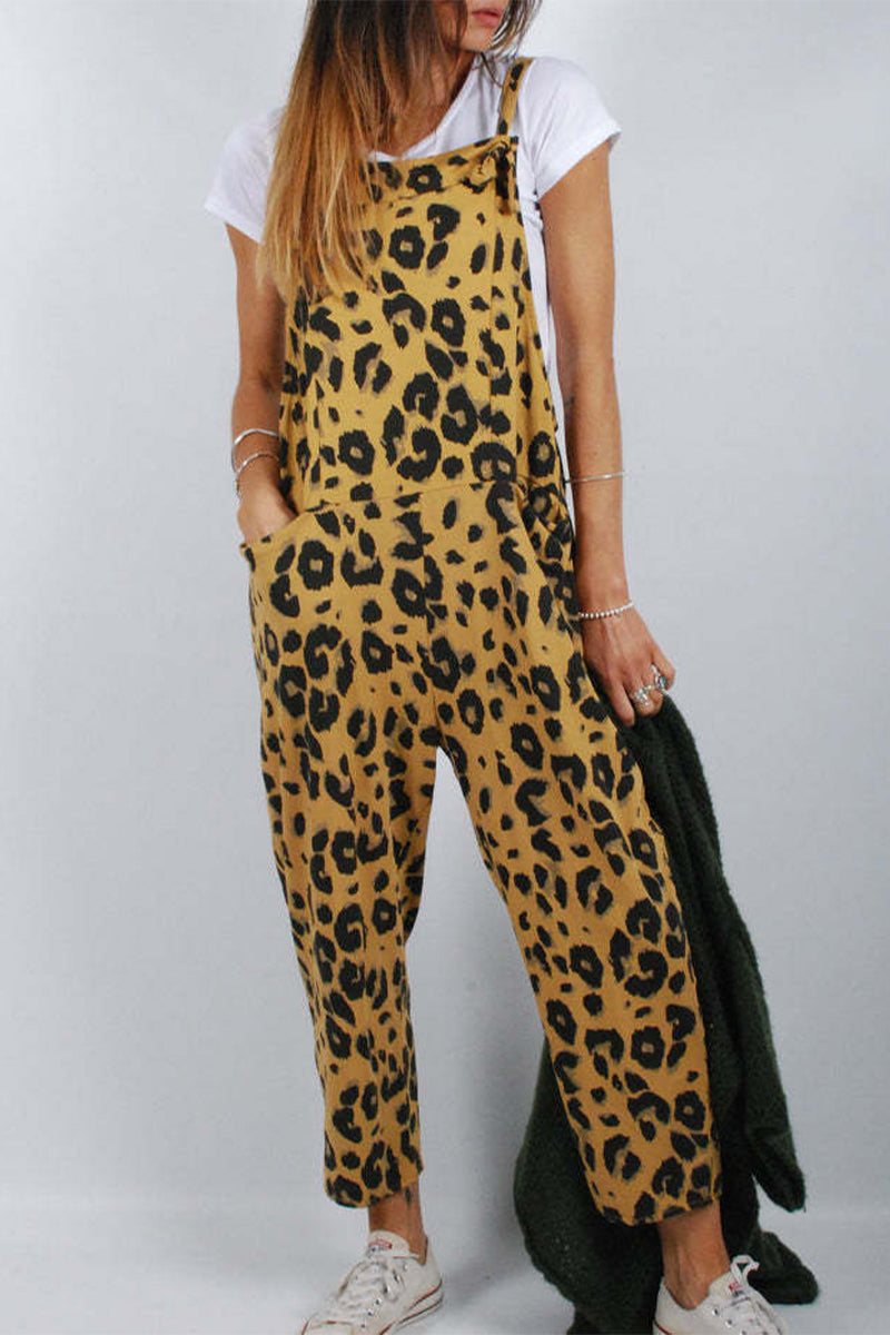 CM | Casual College Leopard Patchwork Loose Jumpsuits (5 Colores)