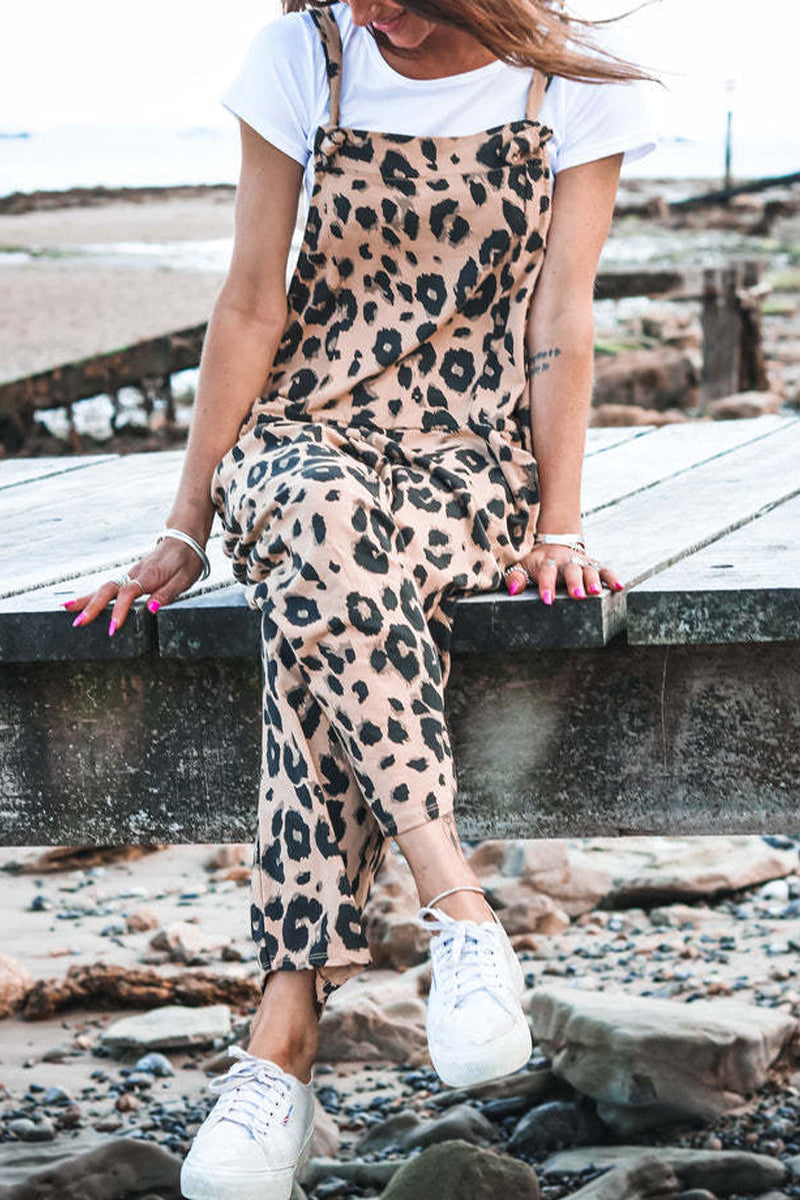 CM | Casual College Leopard Patchwork Loose Jumpsuits (5 Colores)