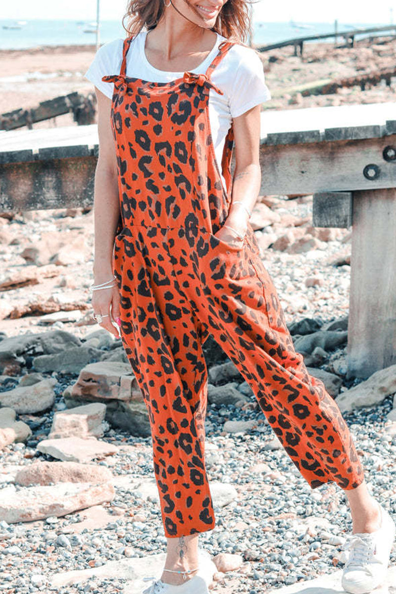 CM | Casual College Leopard Patchwork Loose Jumpsuits (5 Colores)