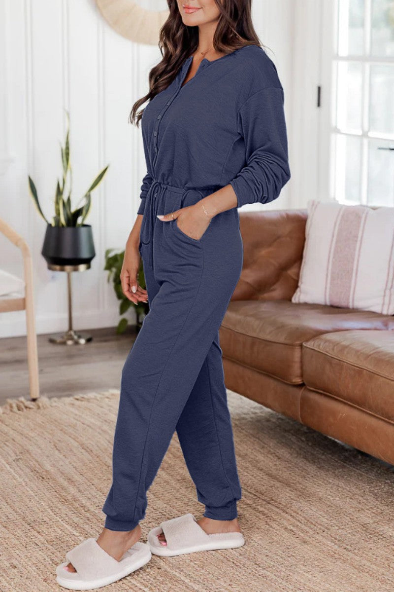 CM | Casual Solid Patchwork V Neck Regular Jumpsuits