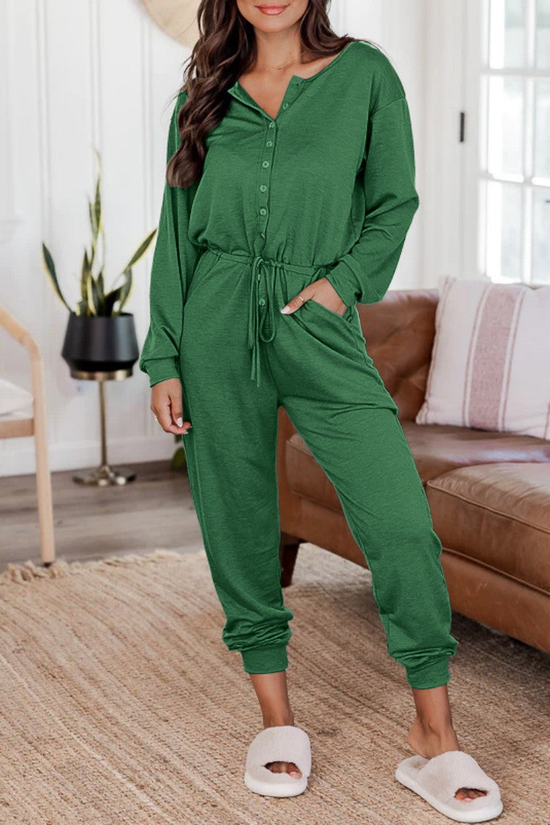 CM | Casual Solid Patchwork V Neck Regular Jumpsuits