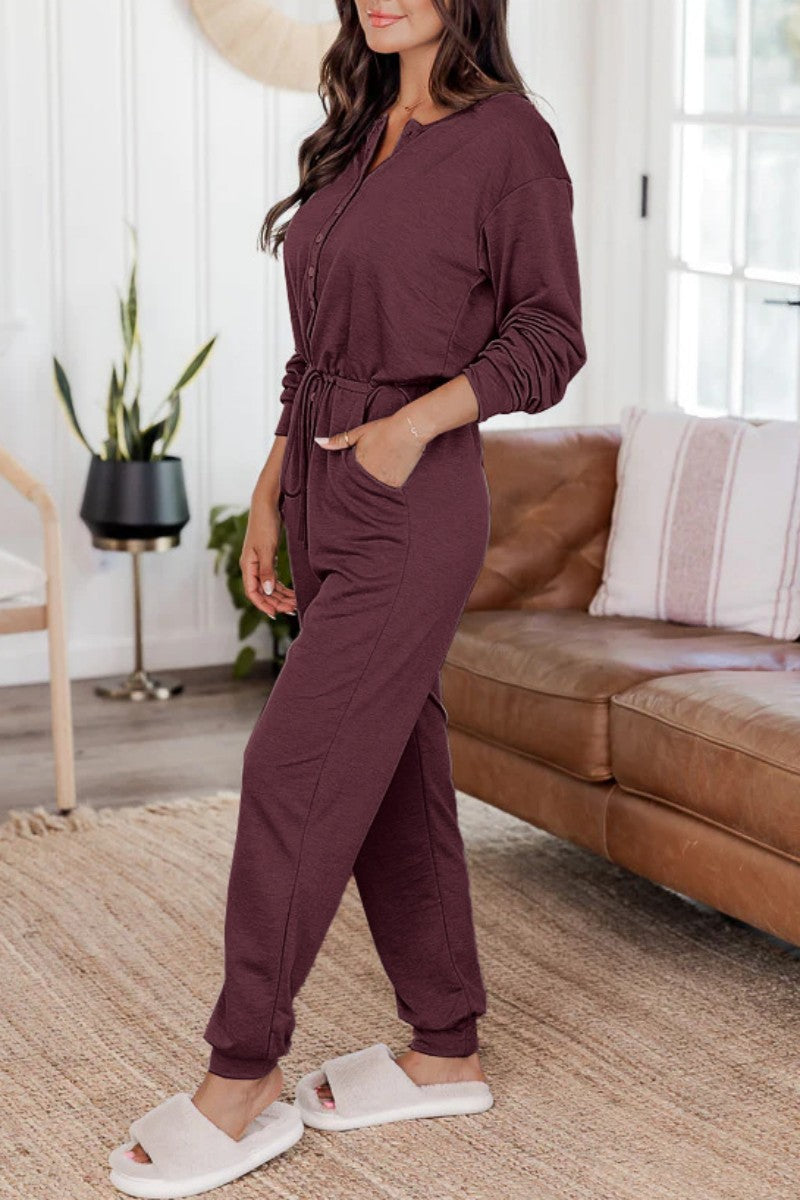 CM | Casual Solid Patchwork V Neck Regular Jumpsuits