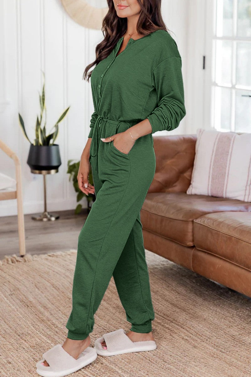 CM | Casual Solid Patchwork V Neck Regular Jumpsuits