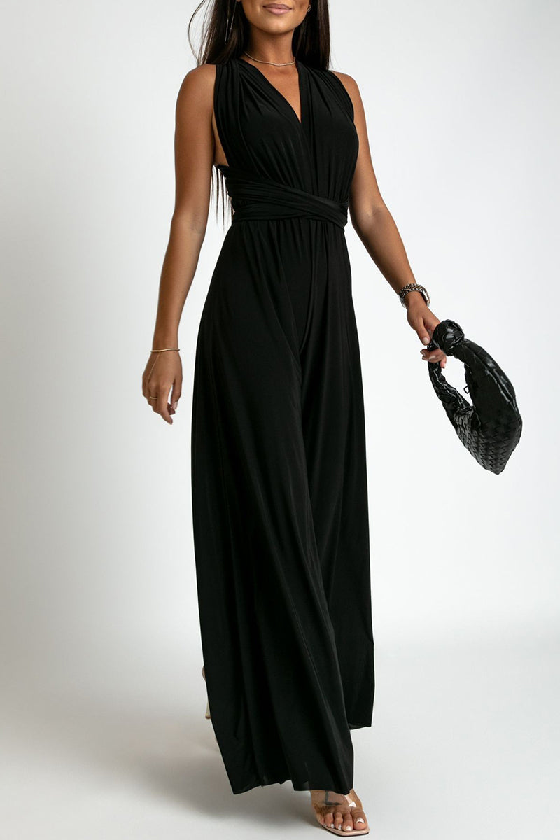 CM | Casual Elegante Solid Backless Cross Strap V Neck Jumpsuits(4 Colours)