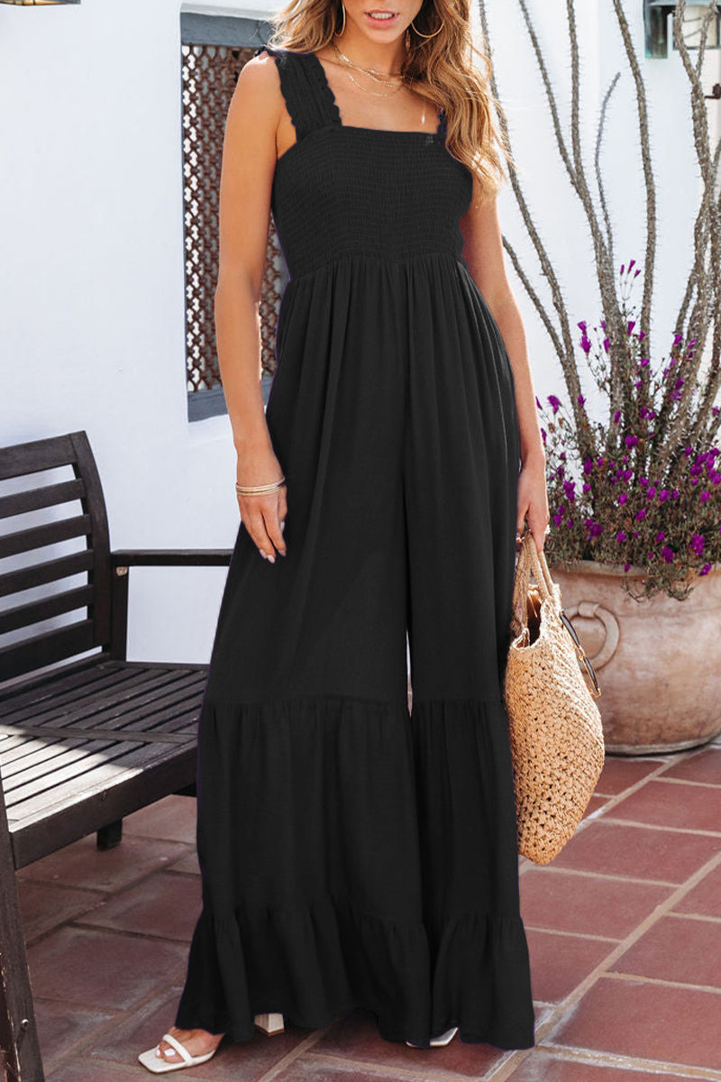 CM | Casual Solid Pleated Loose Jumpsuits
