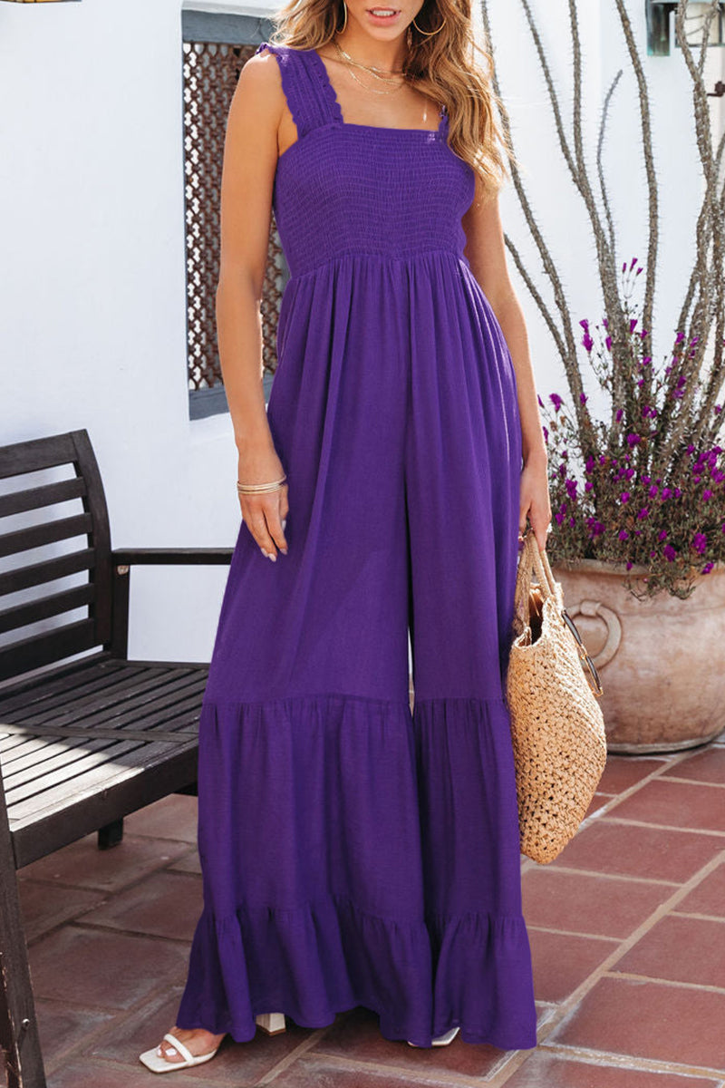 CM | Casual Solid Pleated Loose Jumpsuits