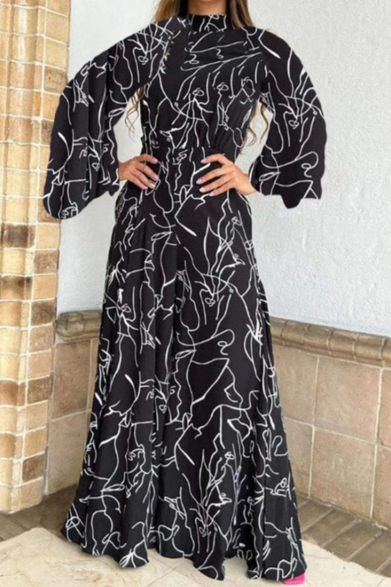 CM | Casual Print Patchwork Half A Turtleneck Jumper Regular Jumpsuits
