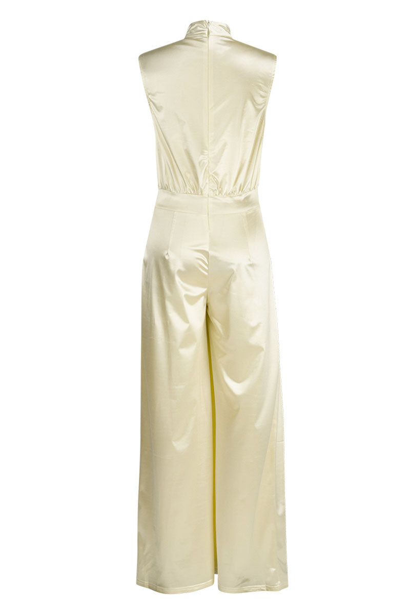 CM | Casual Solid Patchwork Half A Turtleneck Regular Jumpsuits (sin cinturón)(3 colores)