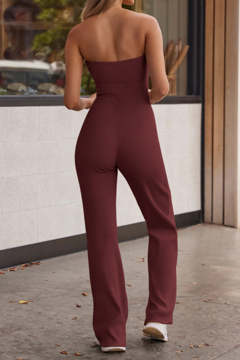 CM | Casual Solid Backless Strapless Skinny Jumpsuits